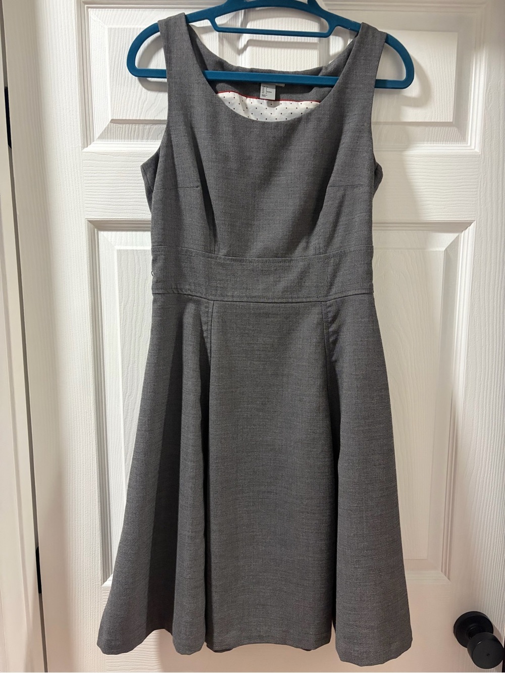 H&M Gray Dress with Burgundy Dot Lining